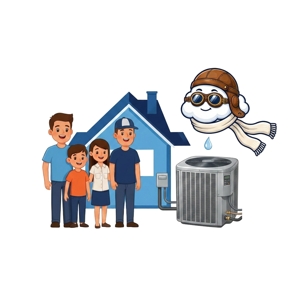 Happy homeowner speaking with a friendly local HVAC technician